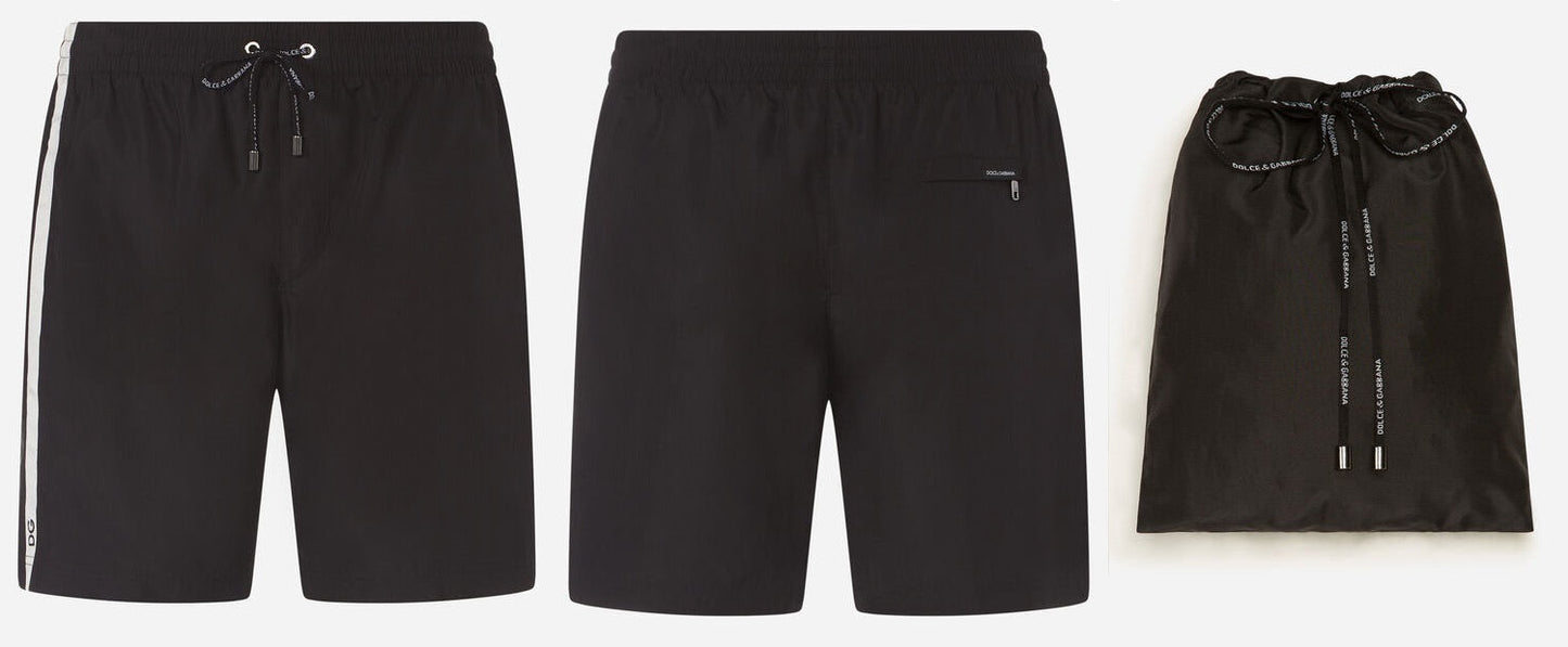 Dolce & Gabbana Swimwear Swimshorts Black With Side White Stripe