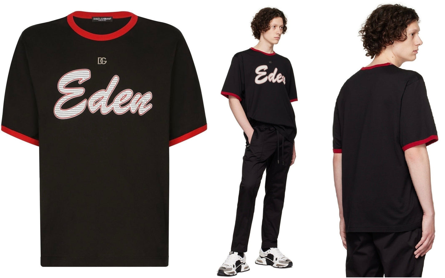Dolce & Gabbana T-shirt Silver DG Logo Red Round neck
