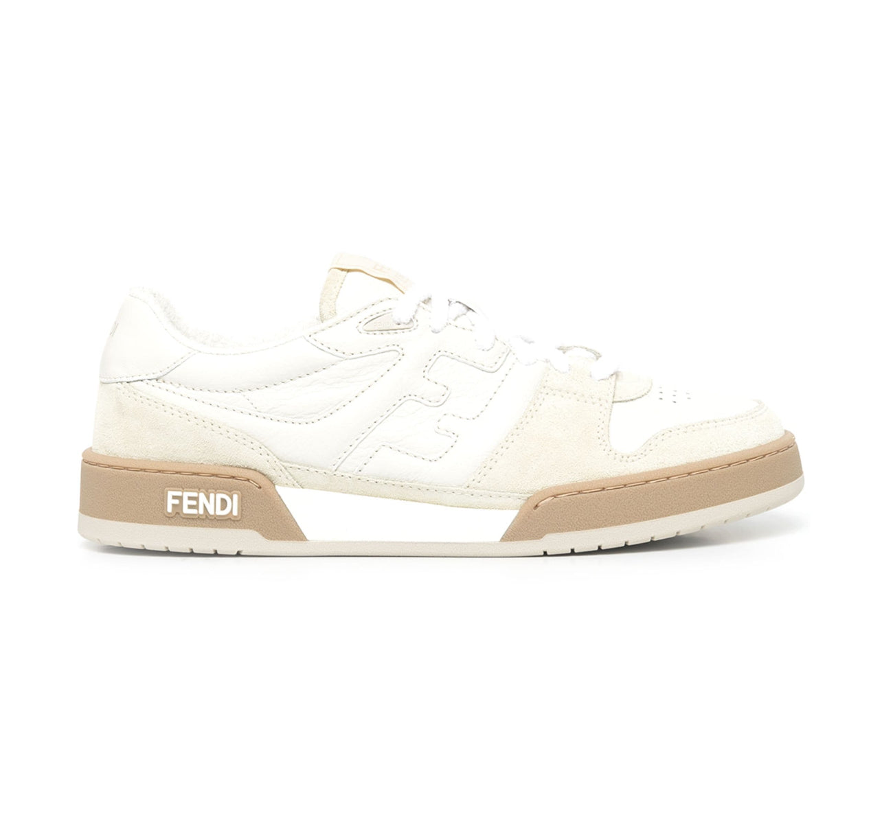 Fendi White With Coffee Tints Match Low-Top Sneakers