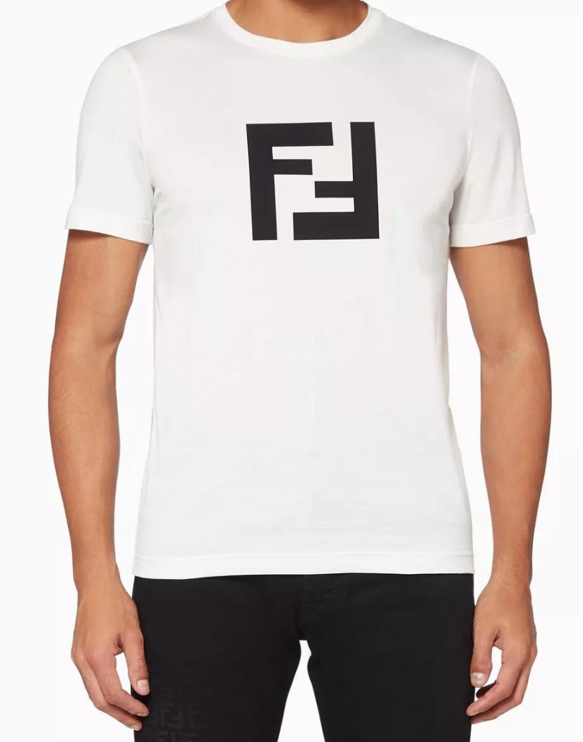 Fendi T-shirt FF Light Jersy Natural Slim Fit