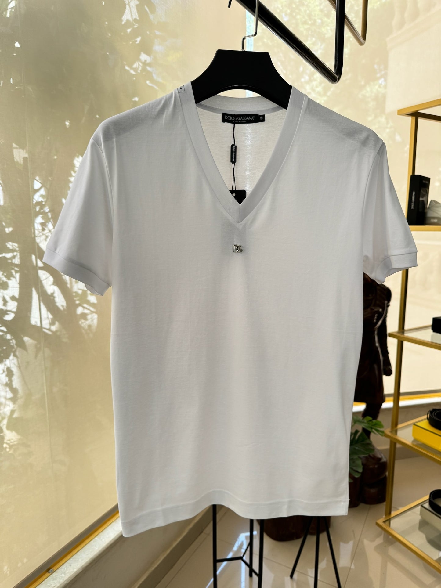 Dolce & Gabbana White V Neck T-Shirt