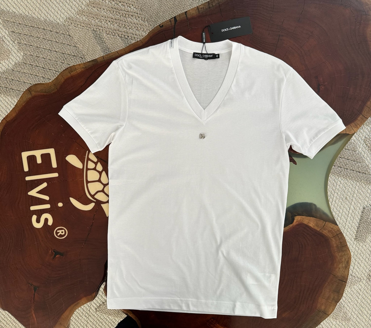 Dolce & Gabbana White V Neck T-Shirt