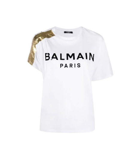 Balmain T-shirt Women Balmain Metalic Print Logo