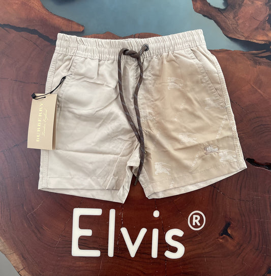 Burbbery Beige Plain Horse Logo Swimshorts