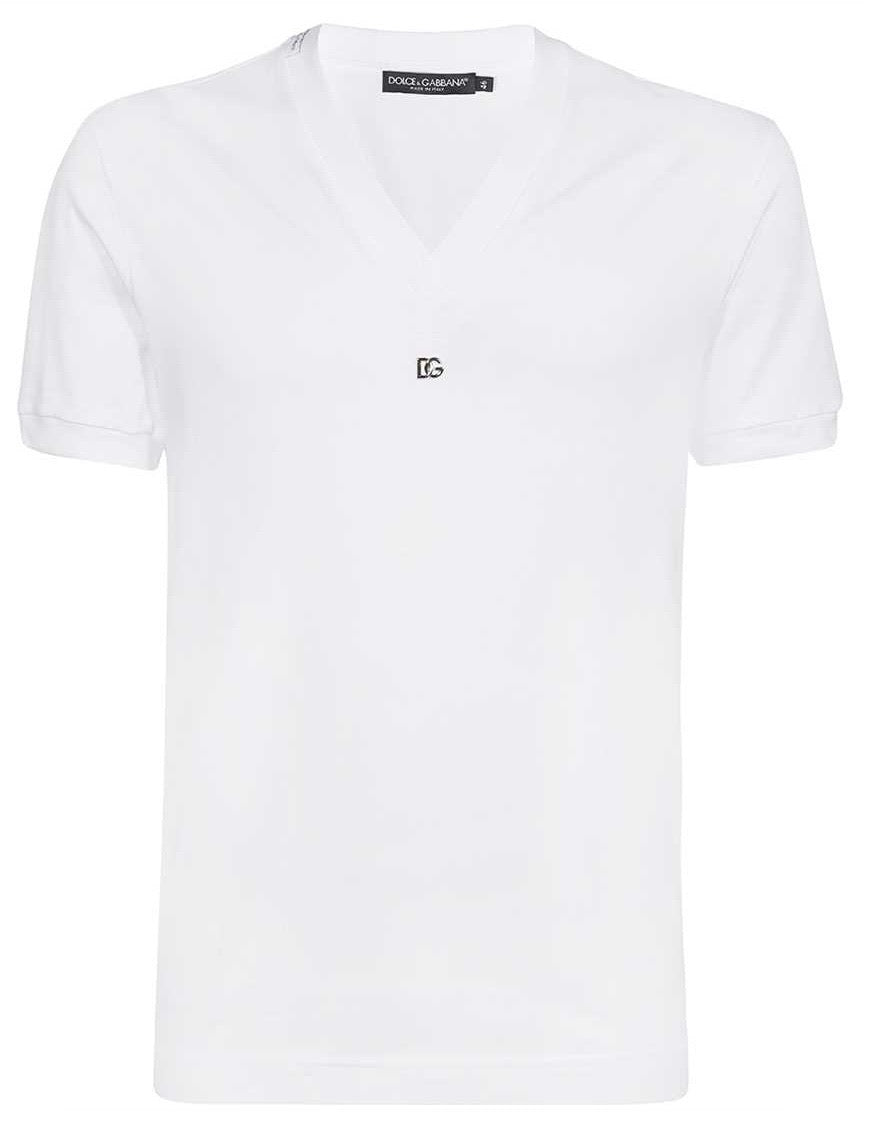 Dolce & Gabbana White V Neck T-Shirt