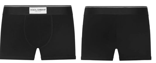 Dolce & Gabbana Black White Badge Print Boxers