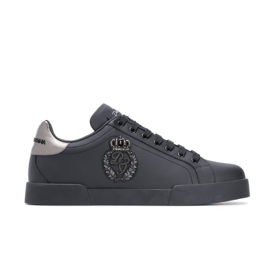 Dolce & Gabbana Portofino Crown-Patch Leather Sneakers