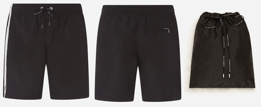 Dolce & Gabbana Swimwear Swimshorts Black With Side White Stripe