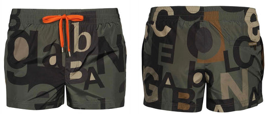 Dolce & Gabbana Swimshorts Dark Green Alphabet Letters