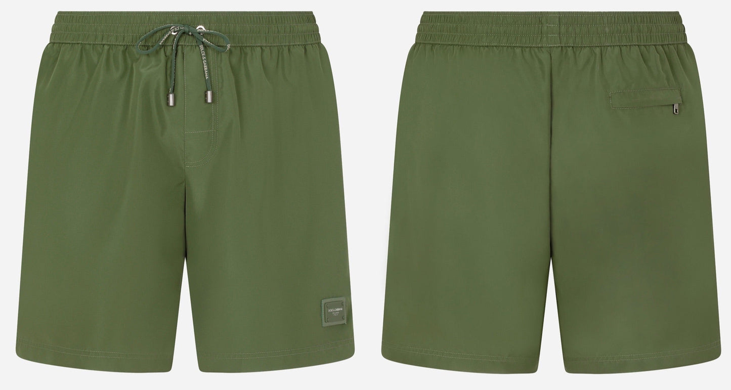 Dolce & Gabbana Swimwear Swimshorts Green Plain Milano