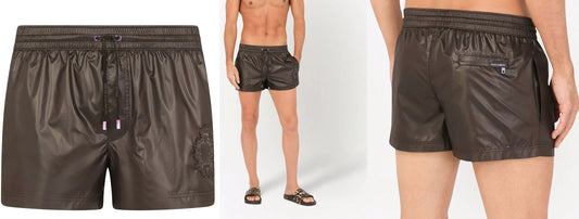 Dolce & Gabbana Swimwear Swimshorts Shiny Black DG Crown Logo