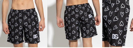 Dolce & Gabbana Swimwear Swimshorts White Hearts White DG Logo