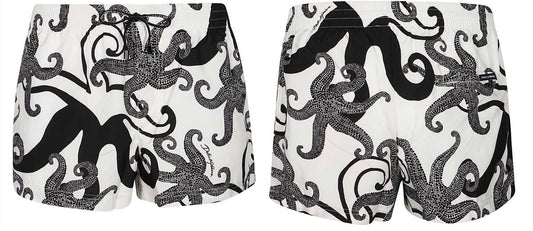Dolce & Gabbana Swimwear Swimshorts White Printed Black Octopus