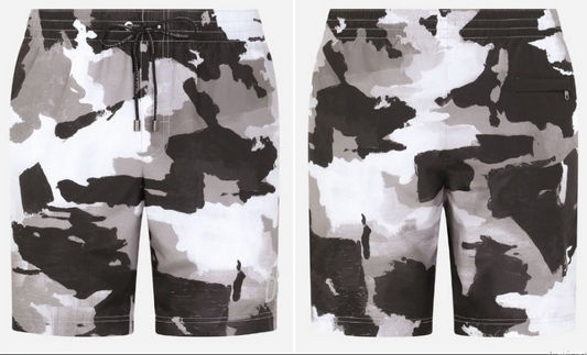 Dolce & Gabbana Swimwear Swimshorts Military Black & Gray White DG Logo