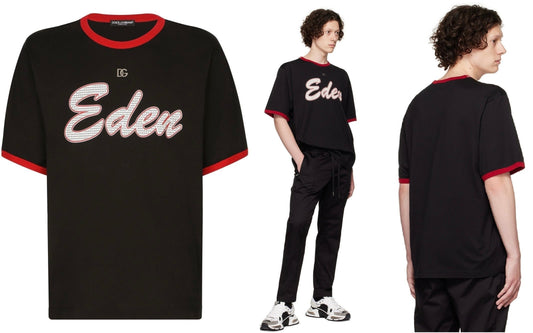 Dolce & Gabbana T-shirt Silver DG Logo Red Round neck