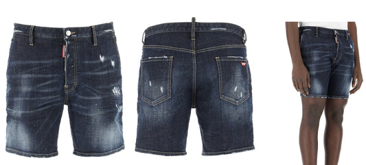 Dsquared2 Shorts Paint Splattered Red Badge