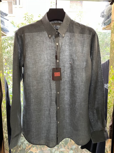 ETRO Shirts Linen Long Sleeves Gray