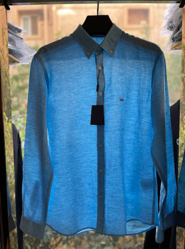 ETRO Shirts Linen Long Sleeves baby blue