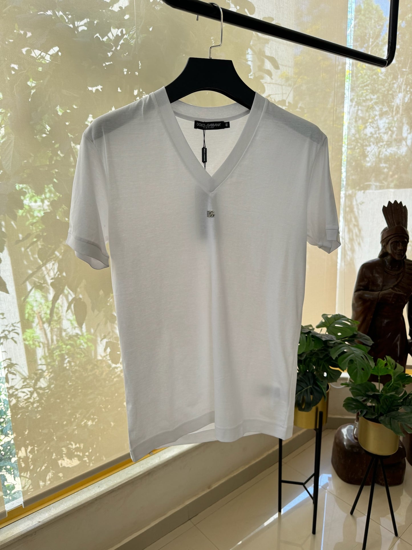 Dolce & Gabbana White V Neck T-Shirt