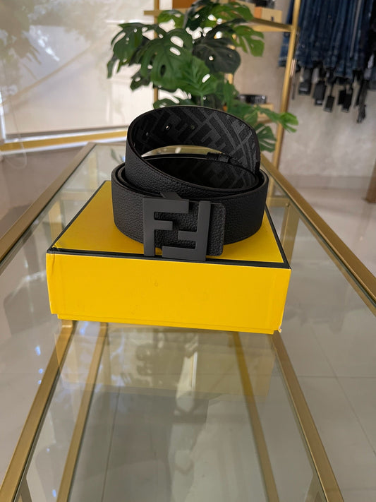 Fendi Black Reversible Squared Black FF Logo Belt