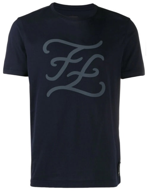 Fendi T-shirt Karligraphy Blu+Ardesia Slim FIt