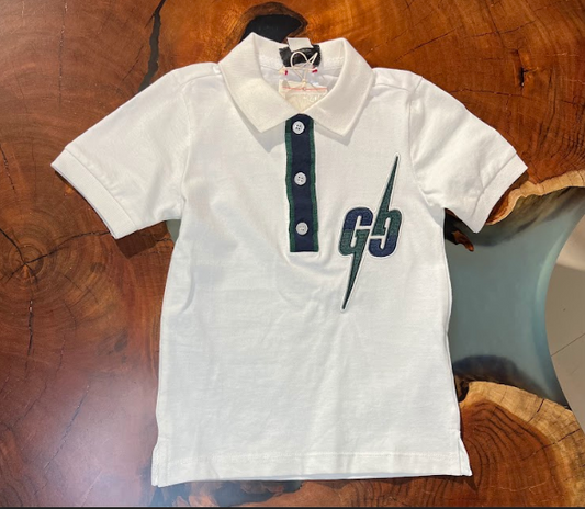 White Large Green & Blue GG Logo Tshirt
