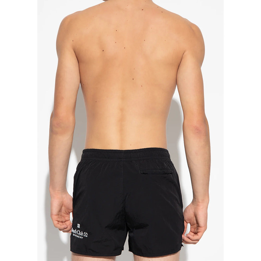 Givenchy Plain Black White Givenchy Logo Swimshorts