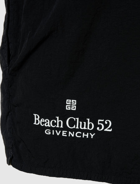 Givenchy Plain Black White Givenchy Logo Swimshorts