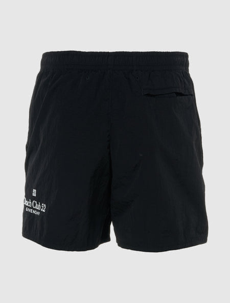 Givenchy Plain Black White Givenchy Logo Swimshorts