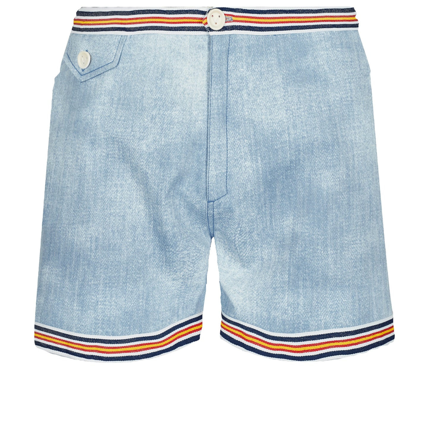 Vilebrequin Plain Sky Blue With Colorful Stripes Swimshorts