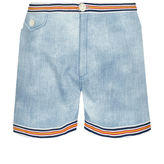 Vilebrequin Plain Sky Blue With Colorful Stripes Swimshorts