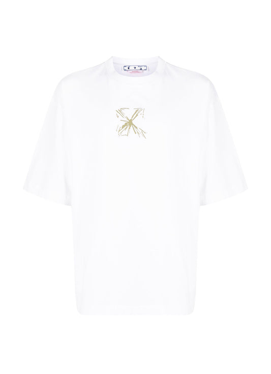 OFF-WHITE Green Arrows Logo Splash-print short-sleeve T-shirt