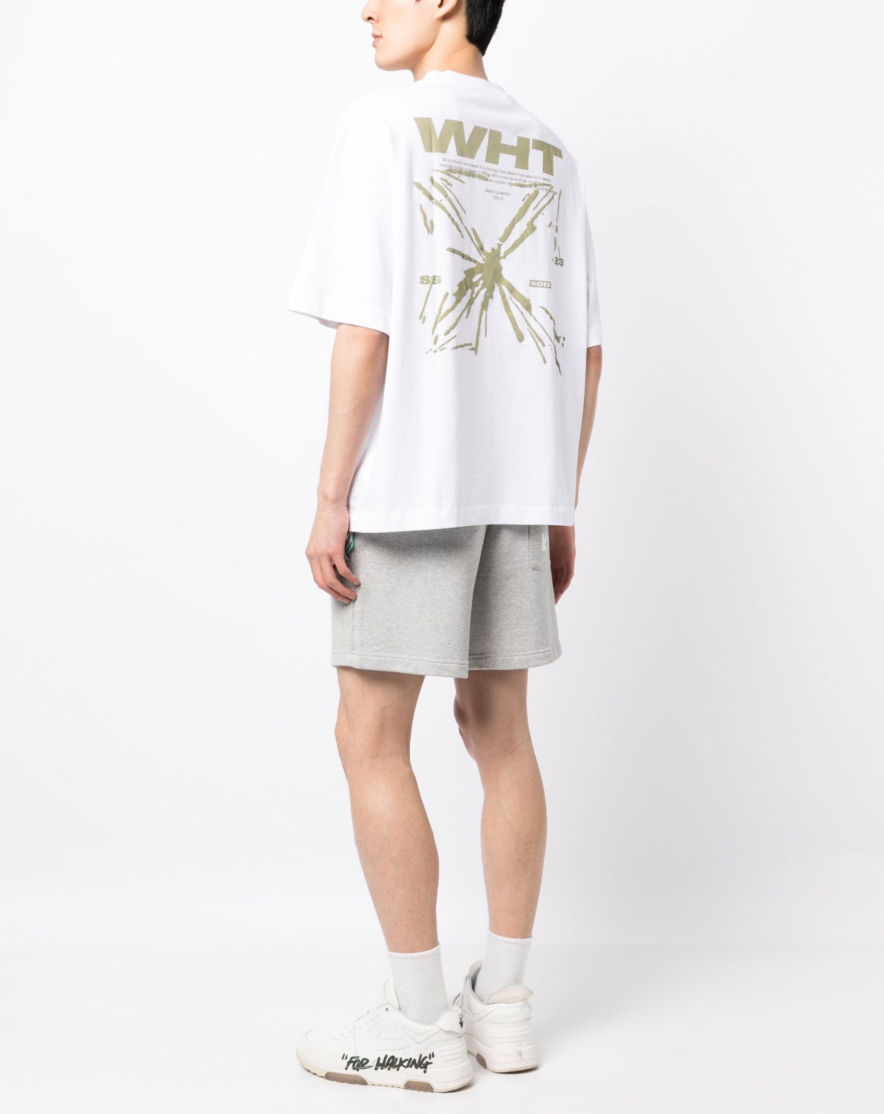 OFF-WHITE Green Arrows Logo Splash-print short-sleeve T-shirt