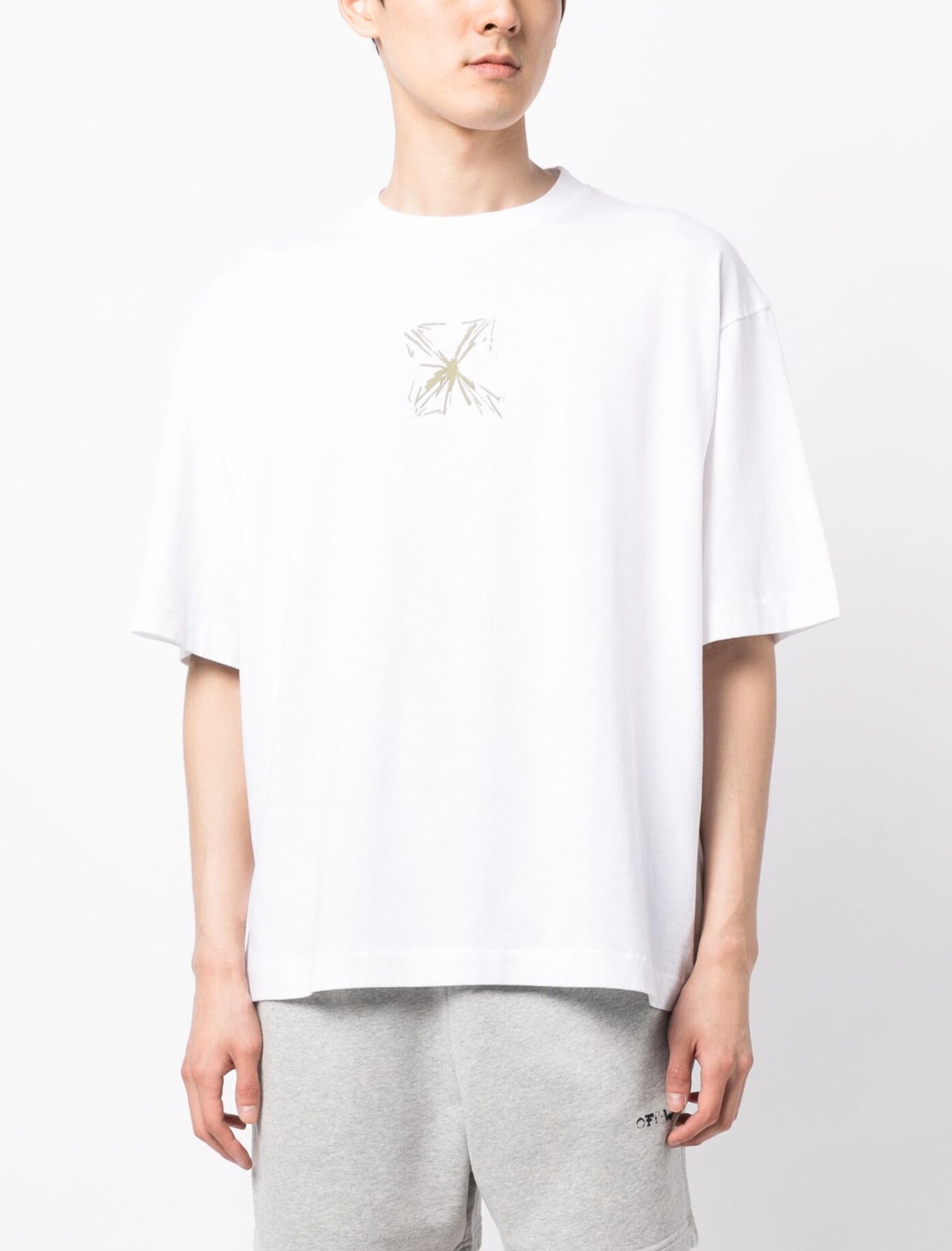 OFF-WHITE Green Arrows Logo Splash-print short-sleeve T-shirt