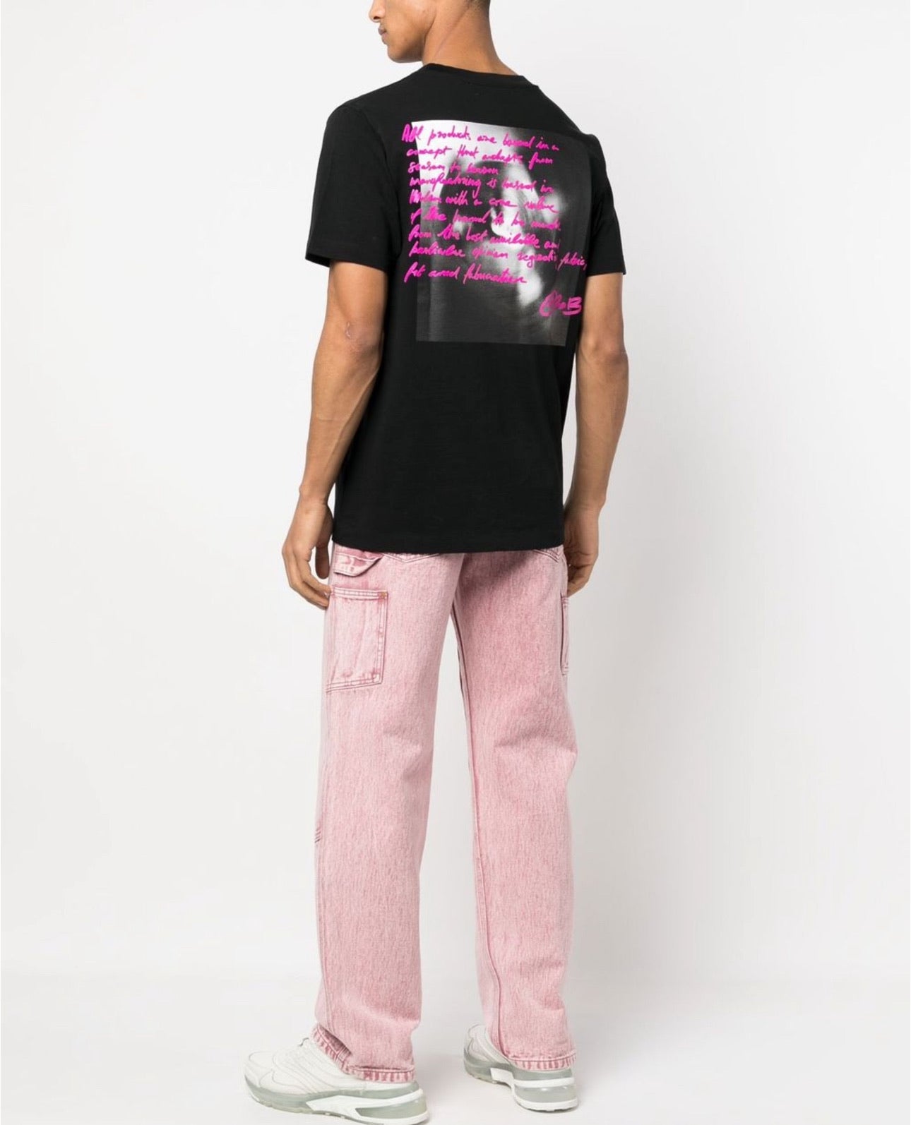 OFF-WHITE Tornado Type Fuschia Writtens Slim Short-Sleeve Tee