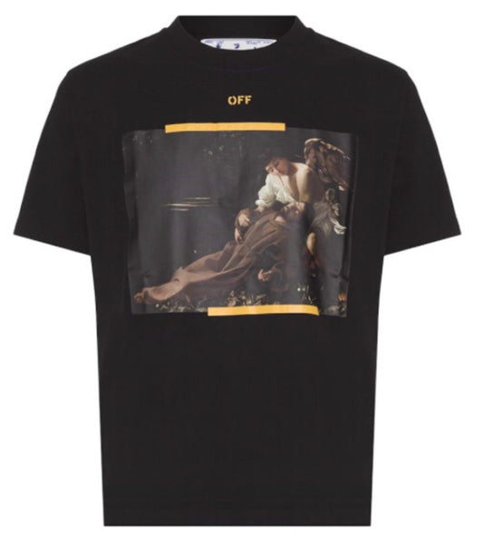 OFF-WHITE Artistic Painting Graphic Print Crew Neck T-Shirt