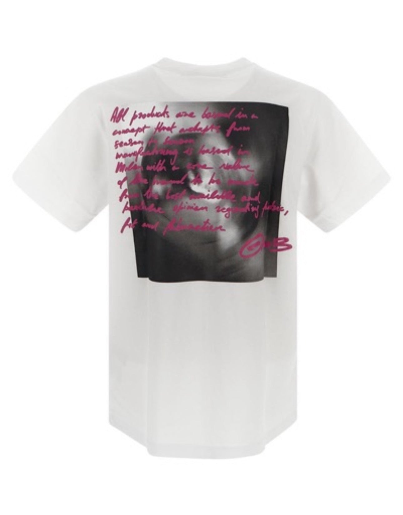 OFF-WHITE Tornado Type Fuschia Writtens White Slim Short-Sleeve Tee