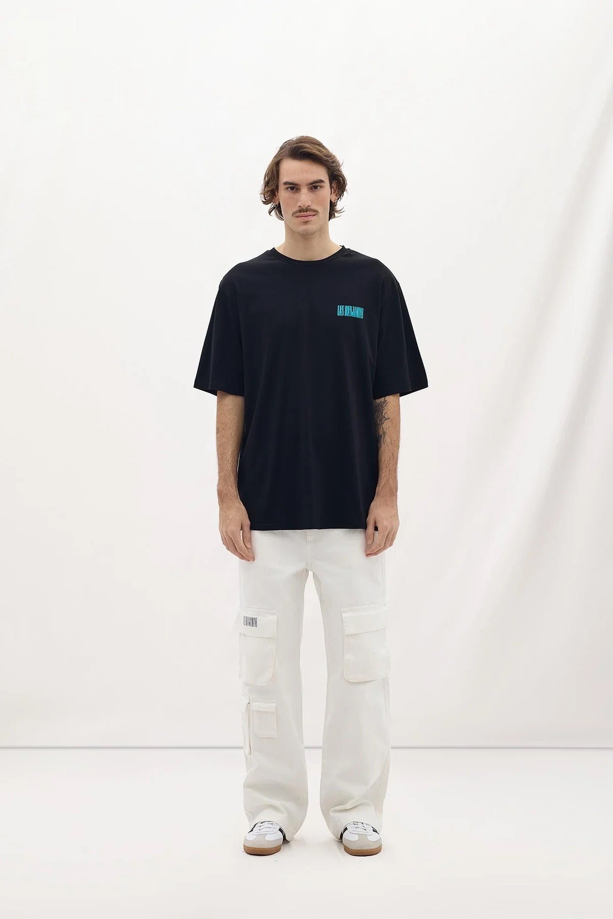 Les Benjamins Oversized Print T-shirt Turquoise Logo