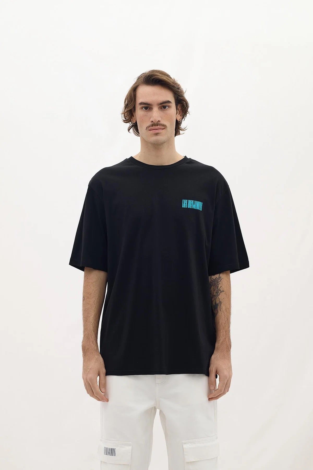 Les Benjamins Oversized Print T-shirt Turquoise Logo