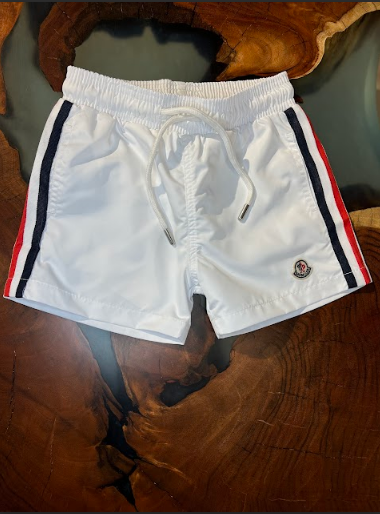Moncler White Triple Stripes Swimshorts