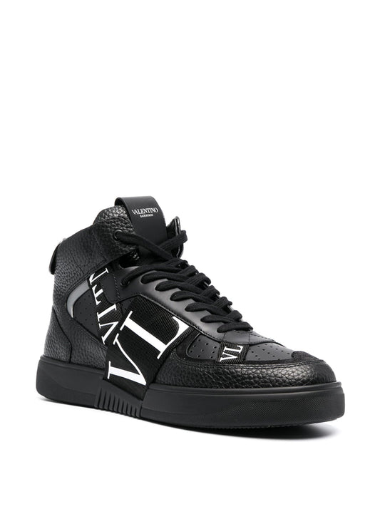 ValentinoBlack White VL7N Logo High Neck Sneakers